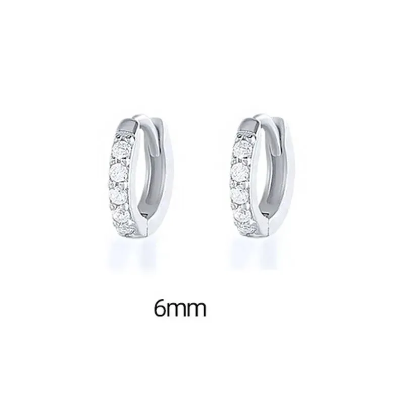 1 Pair Minimal Exquisite Hoop Crystal Zirconia Small Huggie Thin Cartilage Earring For Women
