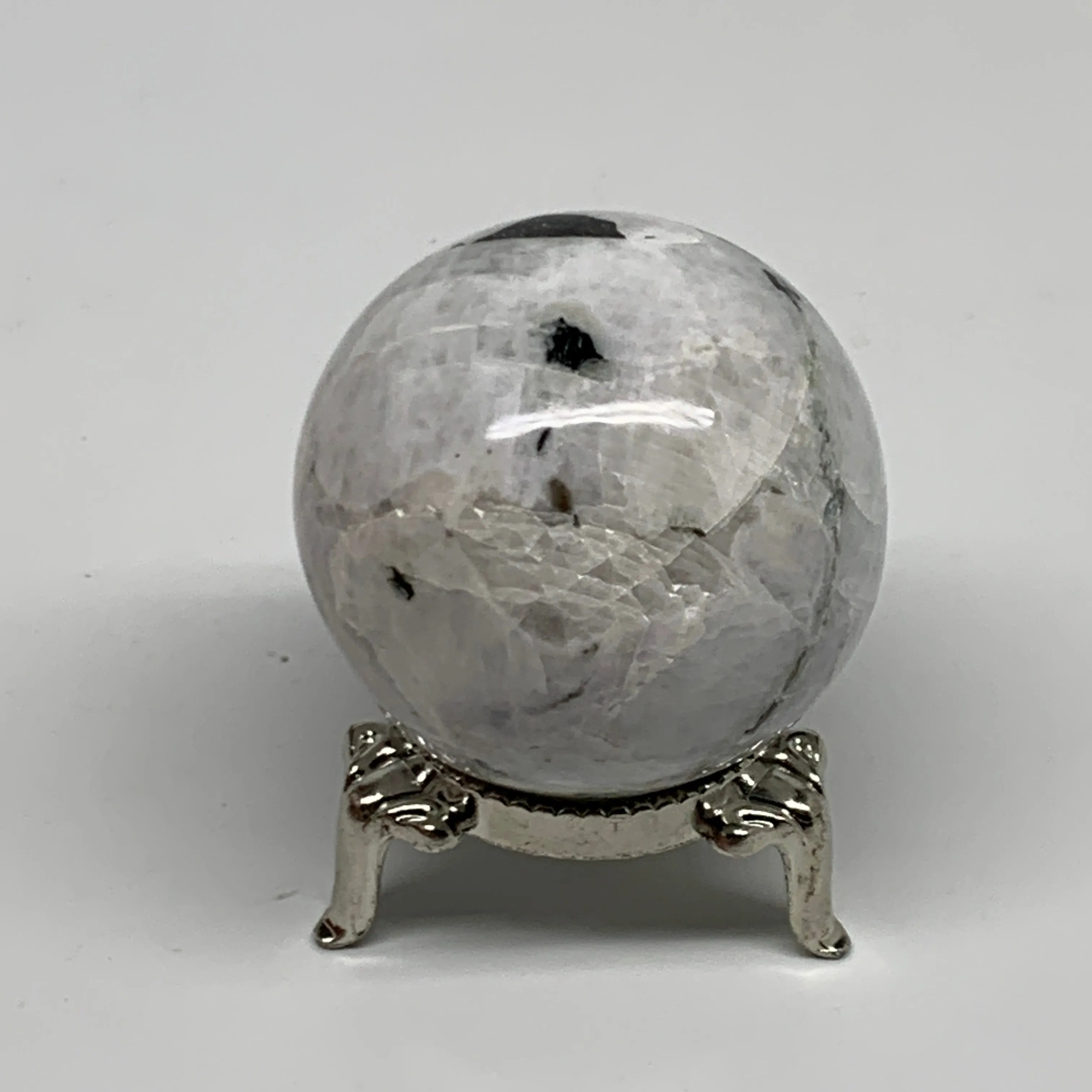 119.9g, 1.7"(44mm), Natural Rainbow Moonstone Sphere Ball Gemstone, B34959