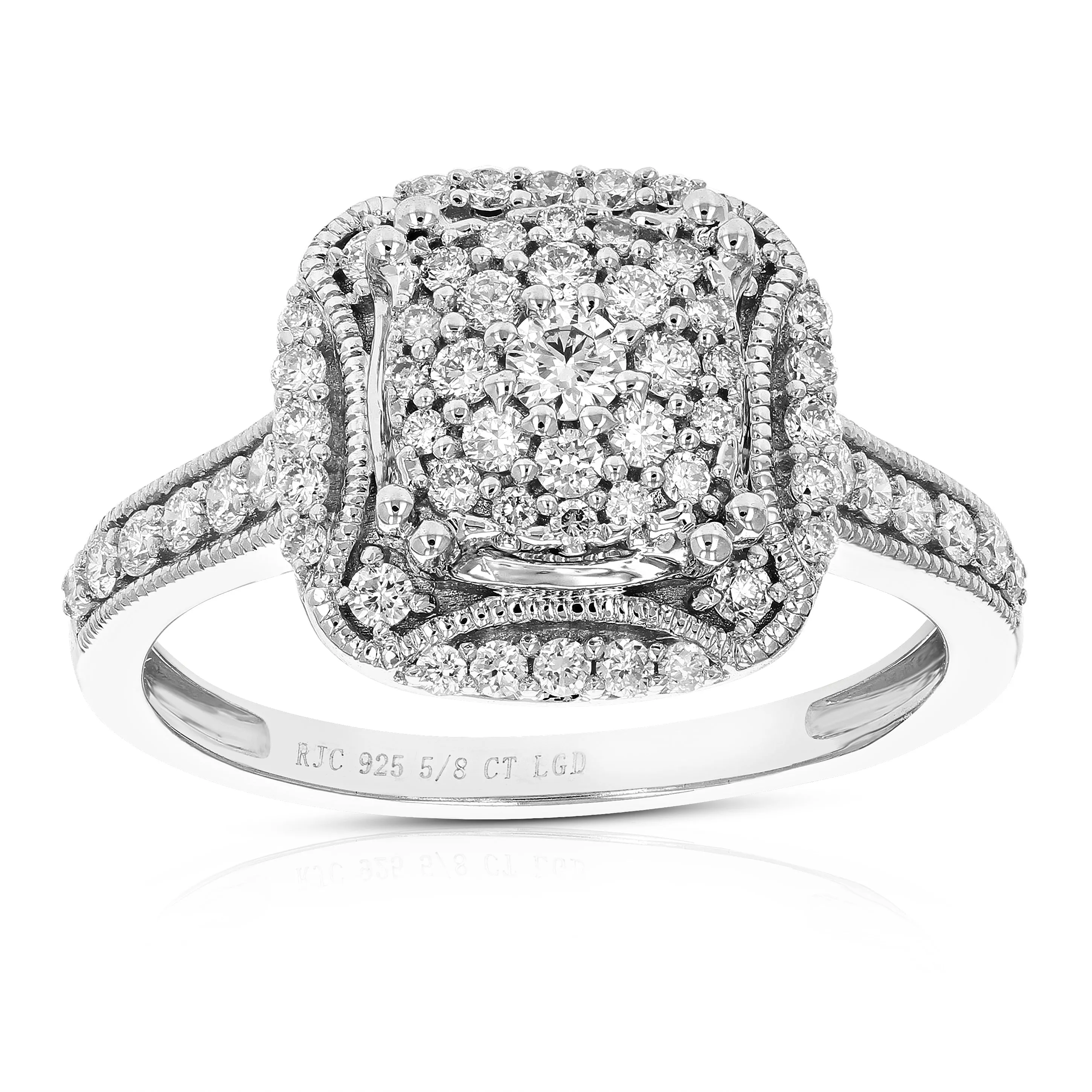 1/2 cttw Lab Created Diamond Engagement Ring Sterling Silver Prong Size 6-8