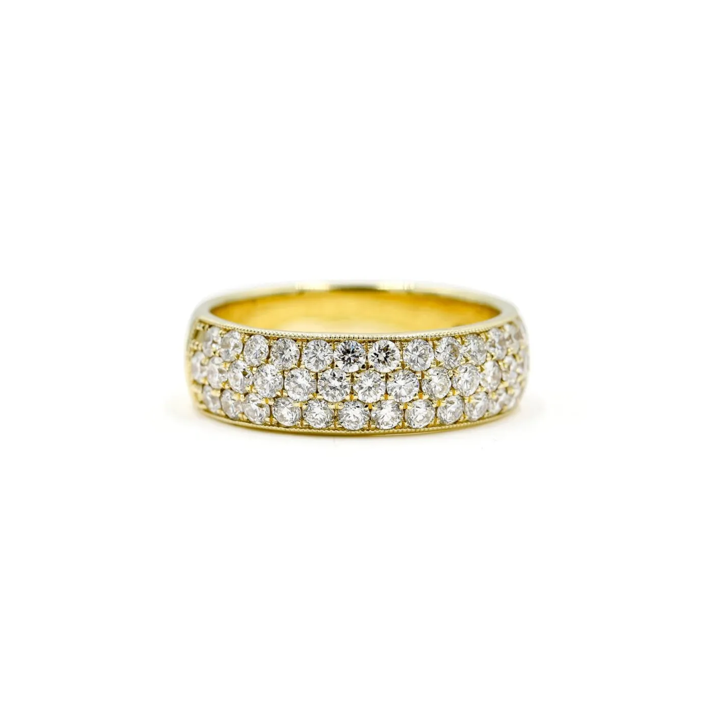 14ky 3-Row Diamond Pave Band