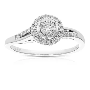 1/5 cttw Round Lab Grown Diamond Prong Set Engagement Ring .925 Sterling Silver