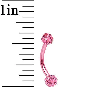 16 Gauge Pink Anodized Titanium Ferido Crystal Ball Eyebrow Ring