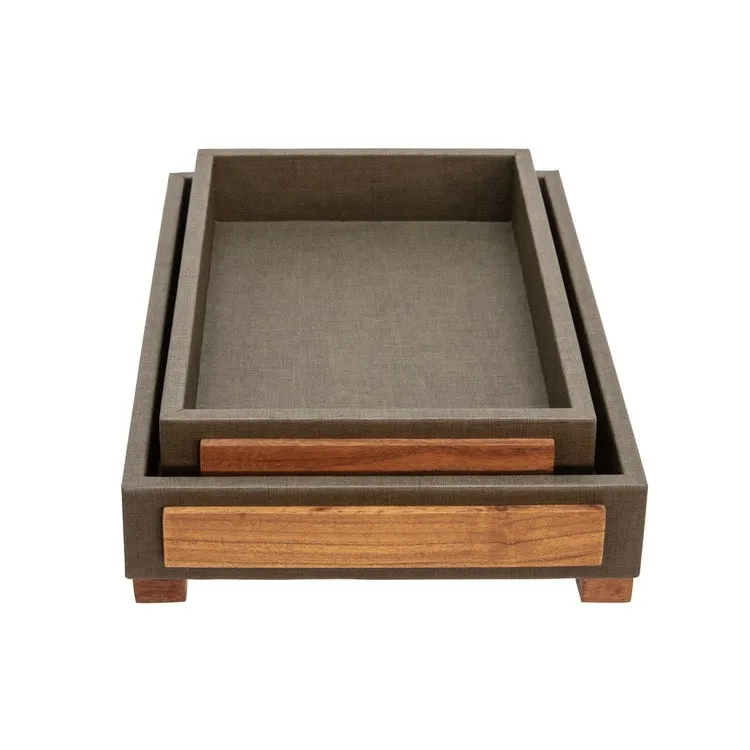 16"/18" Wood Trays with Legs Set of 2 - Green