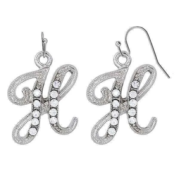 1928 Jewelry Clear Crystal Accent Initial Wire Earrings