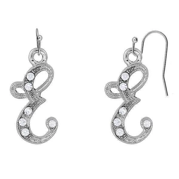 1928 Jewelry Clear Crystal Accent Initial Wire Earrings