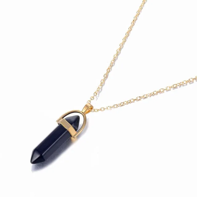 2021 IPARAM Fashion Trend Crystals Necklace Bohemian Hexagon Opal Pendant Necklace
