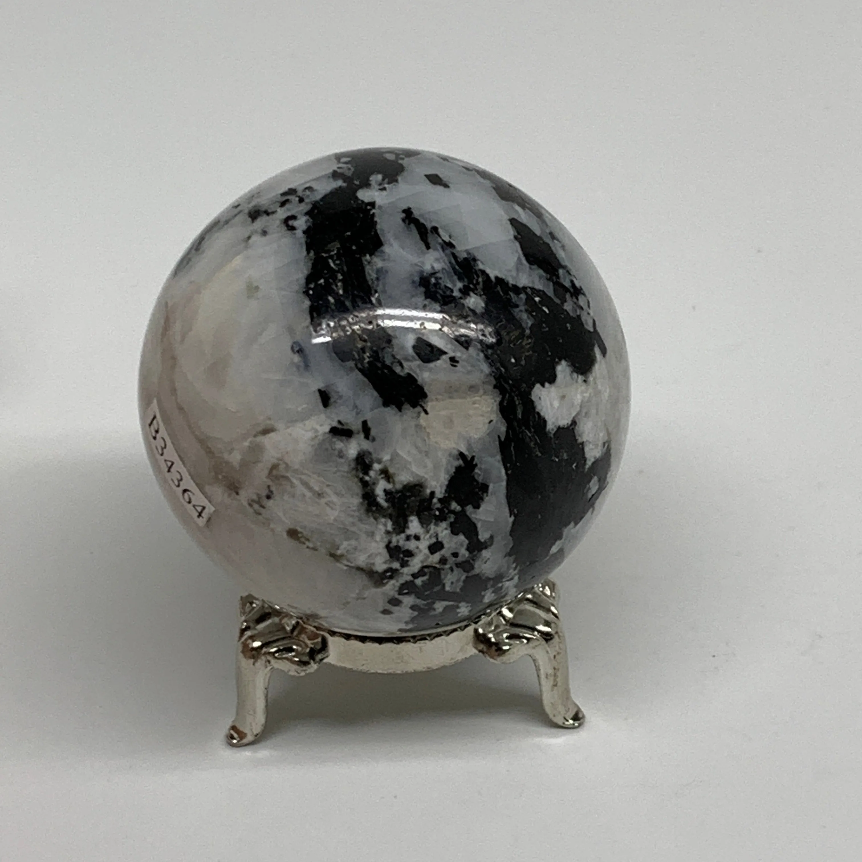 218.3g, 2.1"(54mm), Natural Rainbow Moonstone Sphere Ball Gemstone, B34364