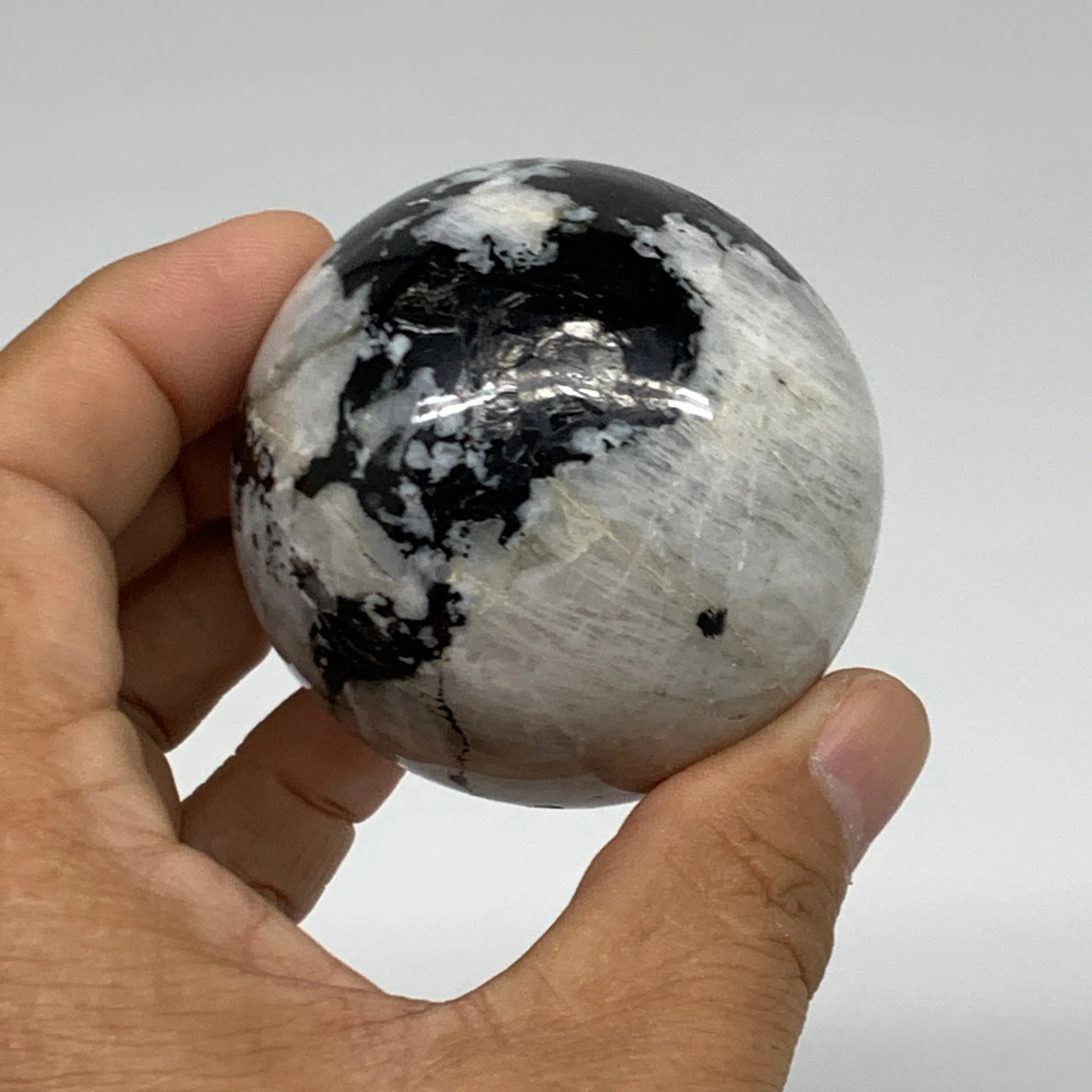234.2g, 2.2"(55mm), Natural Rainbow Moonstone Sphere Ball Gemstone, B34955