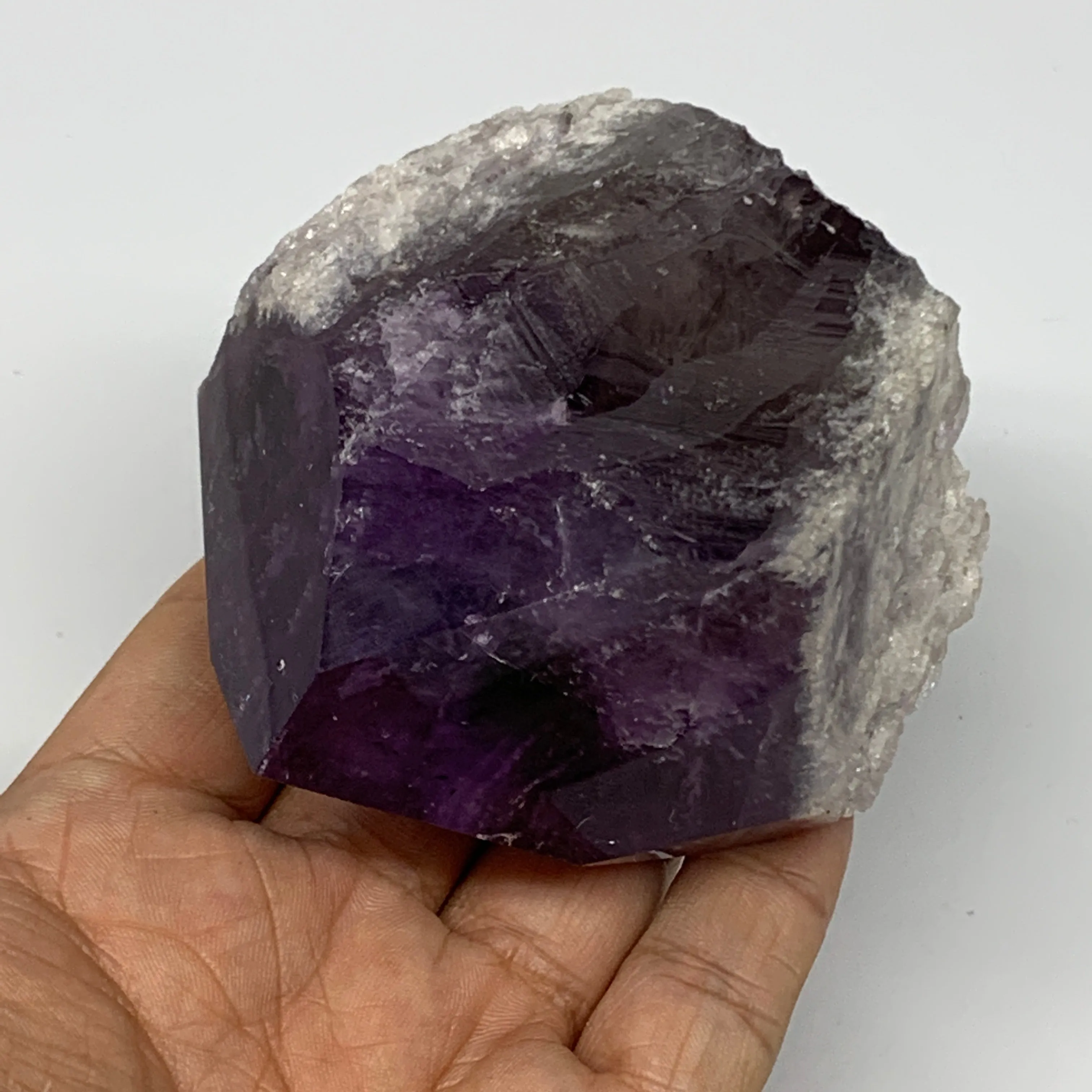 363.1g,3.2"x3"x1.7", Amethyst Point Polished Rough lower part Stands, B19059