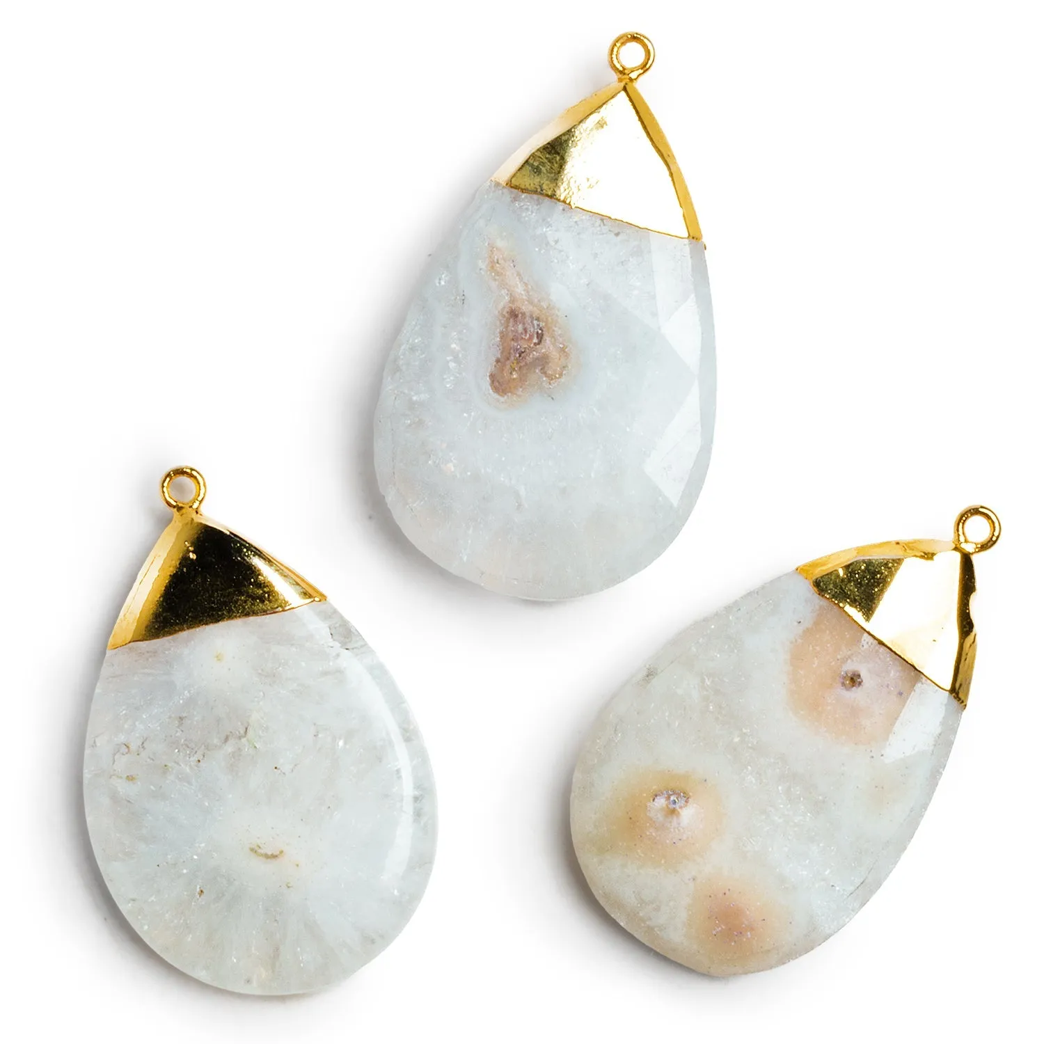 40x30mm Gold Leafed Solar Quartz Pear Pendant 1 Bead