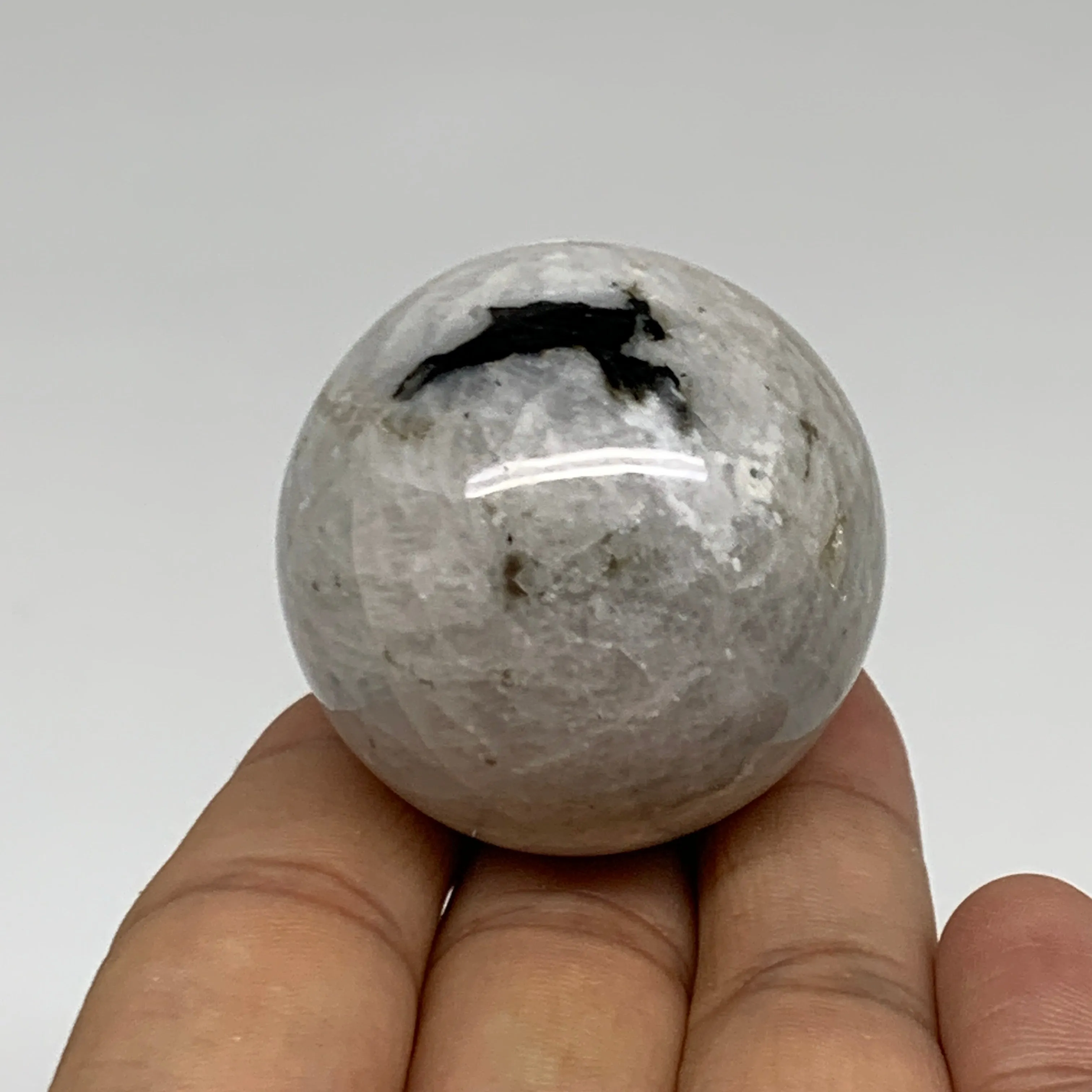 88.7g, 1.6"(40mm), Natural Rainbow Moonstone Sphere Ball Gemstone, B34943