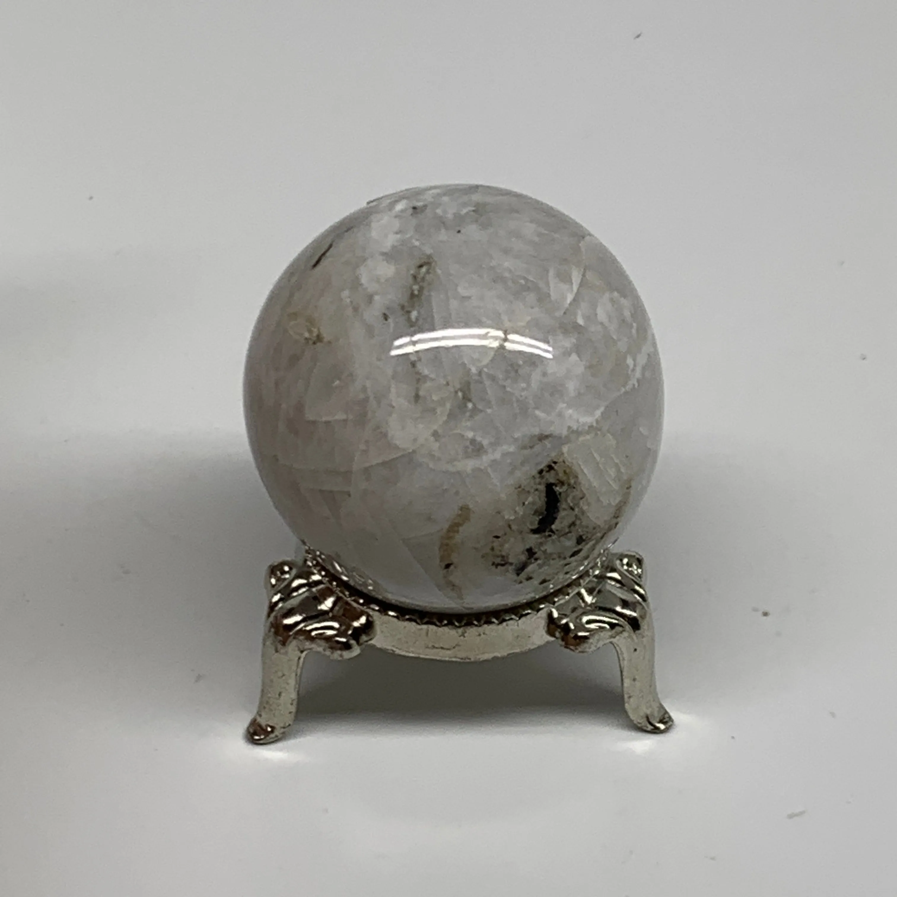 88.7g, 1.6"(40mm), Natural Rainbow Moonstone Sphere Ball Gemstone, B34943