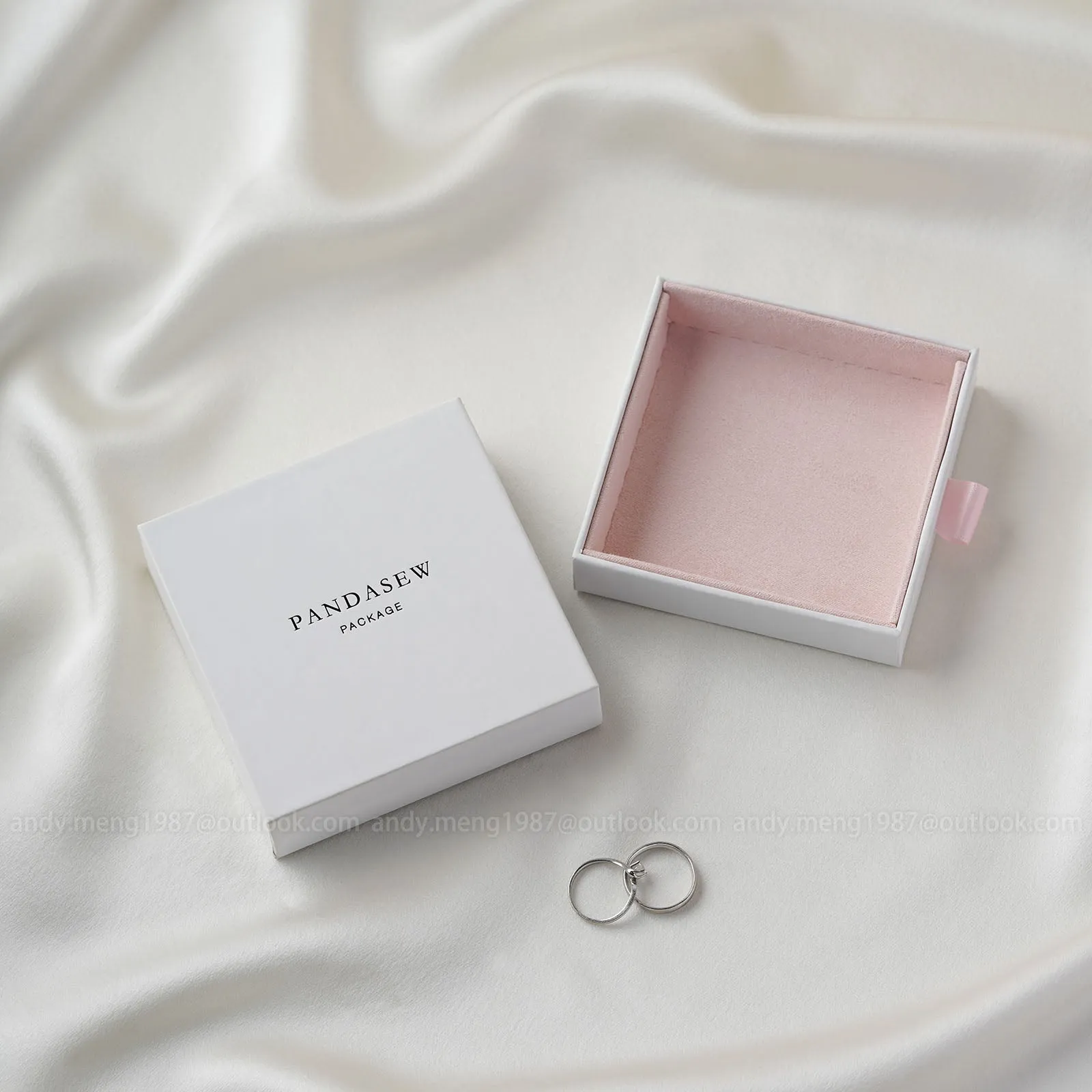 9.3*9.3*2.5cm Paper box custom jewelry box with suede inside personalized with your logo necklace earrings package drawer box 50pcs  BX-144
