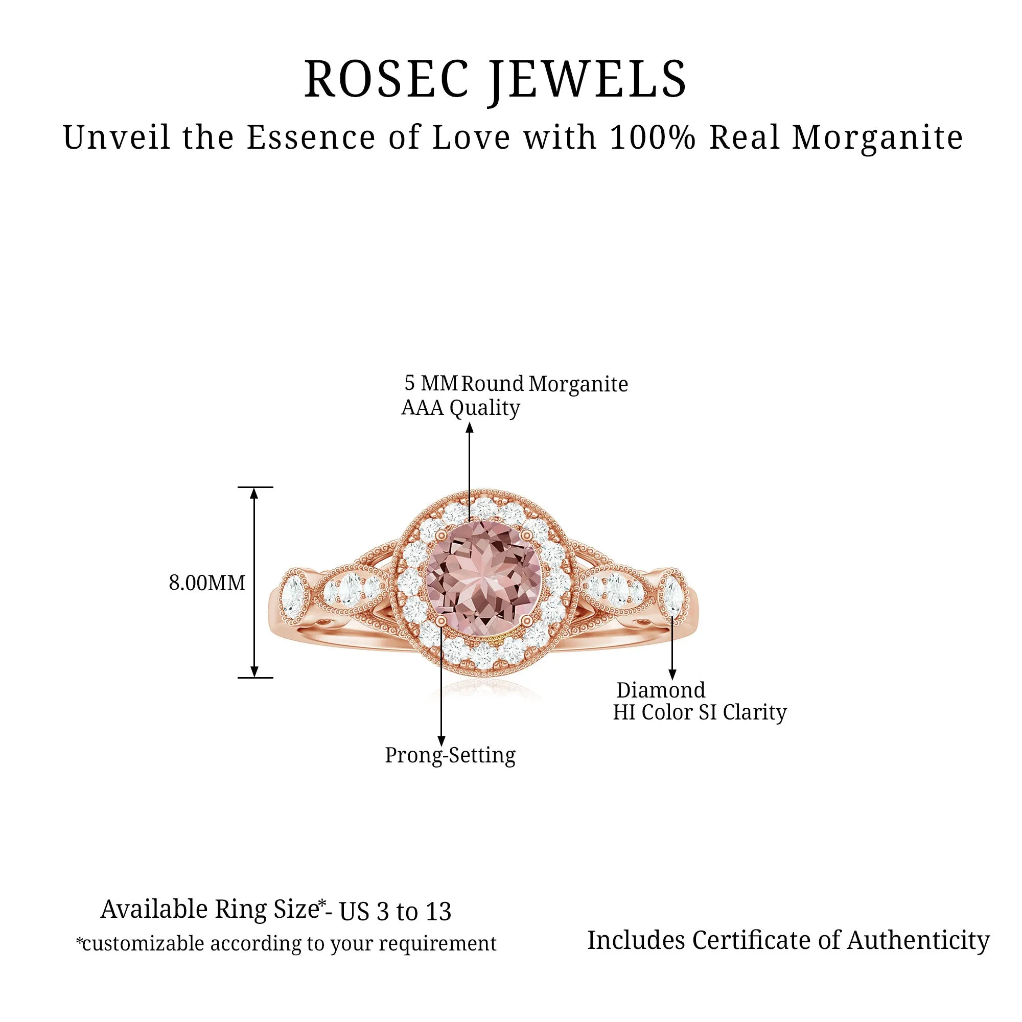 Antique Morganite and Diamond Engagement Ring