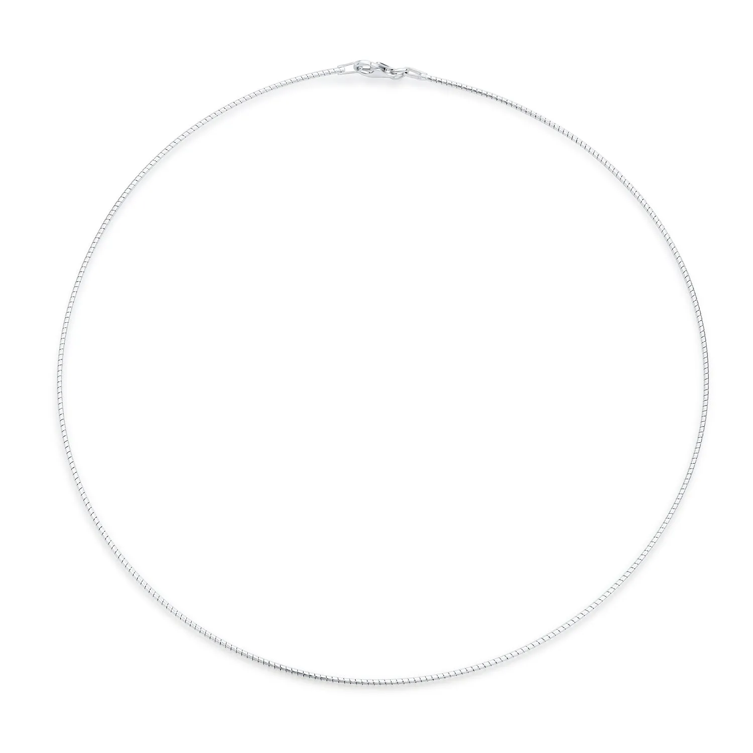 Basic Thin 1MM Omega Chain Choker Necklace 14K Gold Plated 16-18 Inch