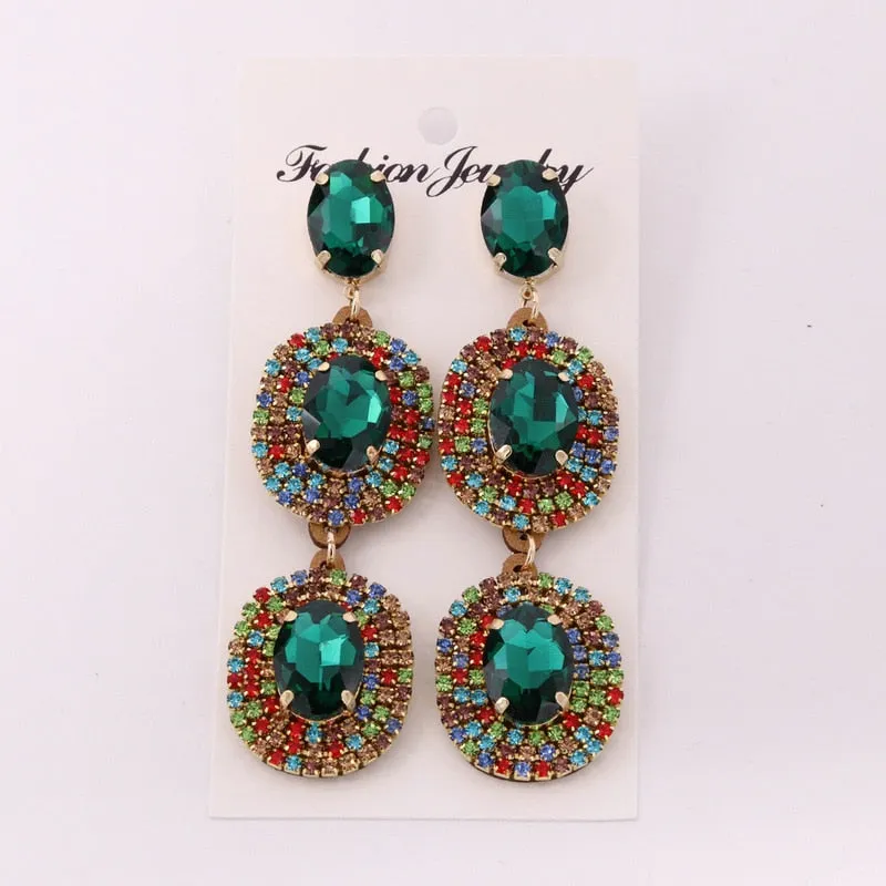 Boho Statement Earrings For Women Rhinestone Colorful Earrings Women
