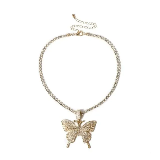 Butterfly Crystal Choker Necklace