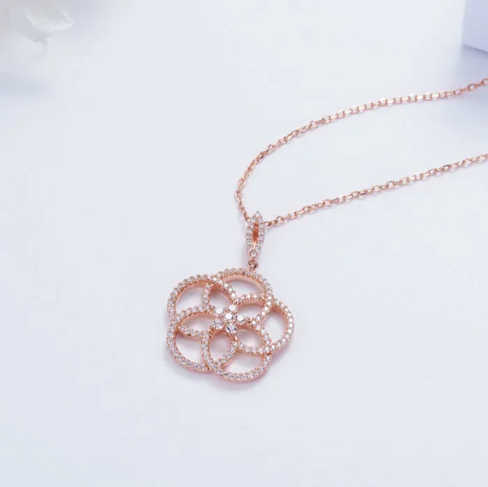 Cubic Zirconia Camellia Necklace