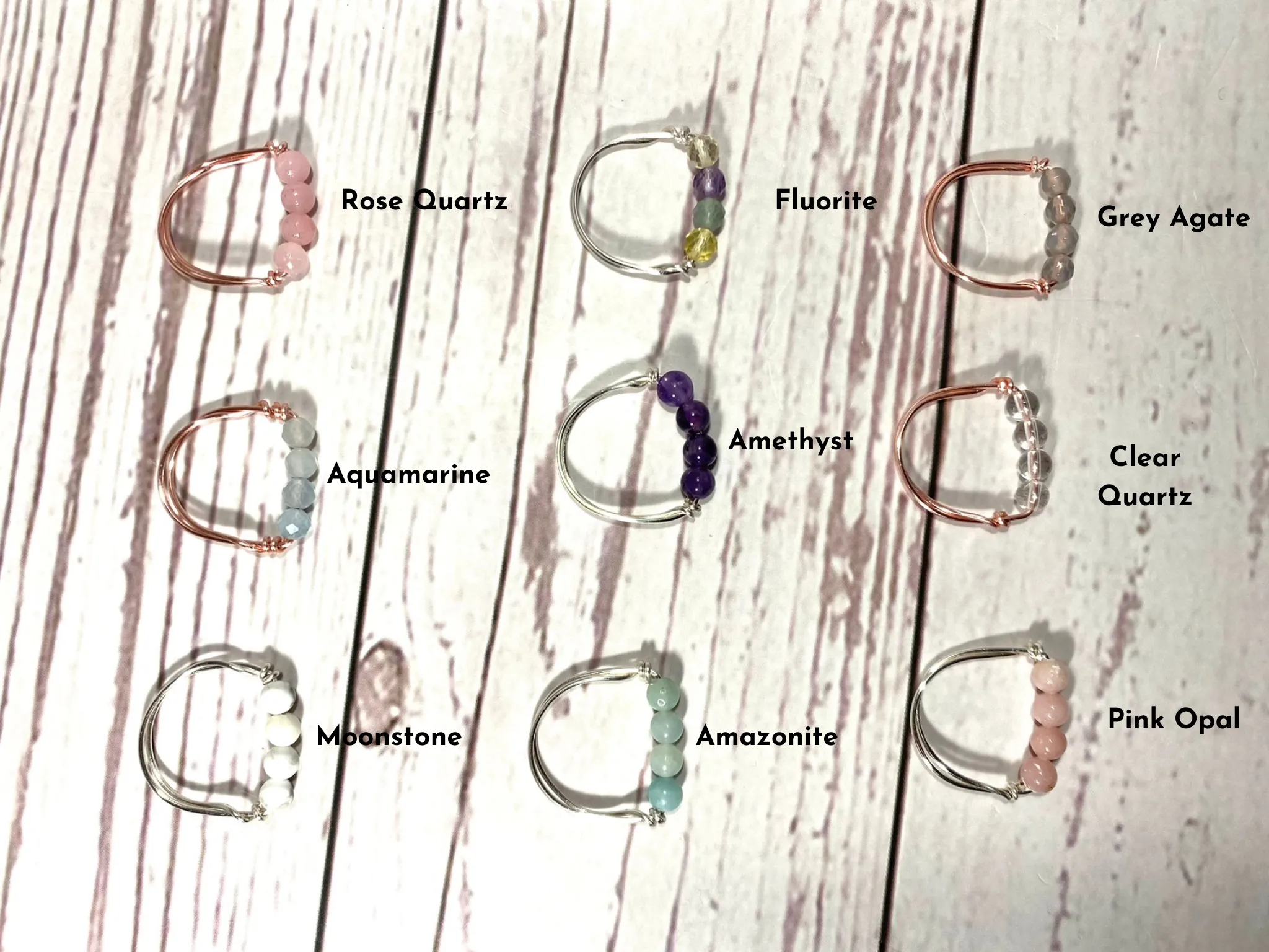 Dainty Crystal Beaded Ring - Wire Wrapped
