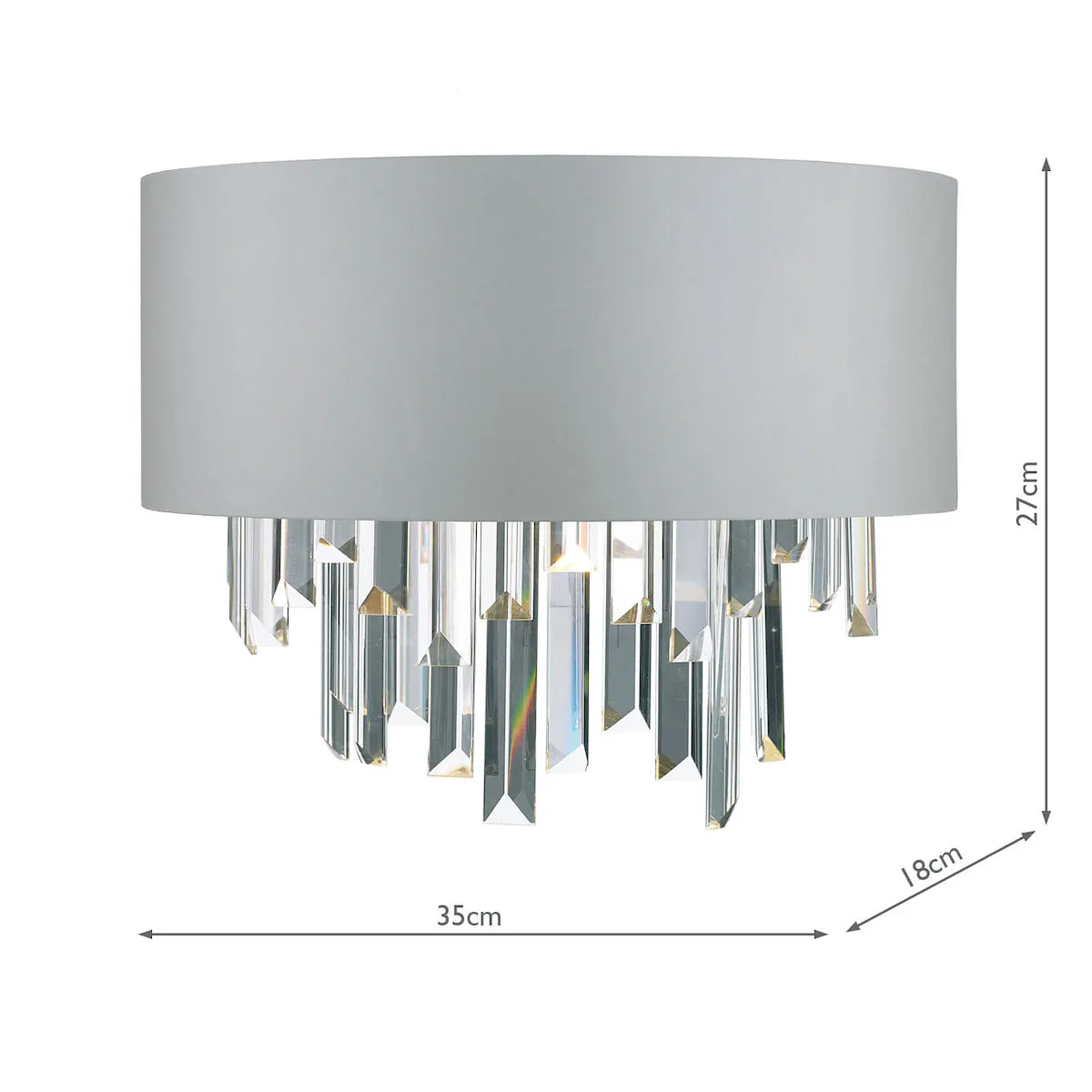 Dar Halle Wall Light Grey Shade and Crystal