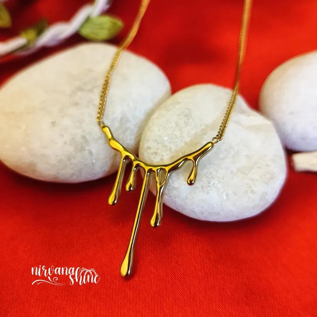 Drip Pendant Necklace and Earrings Set