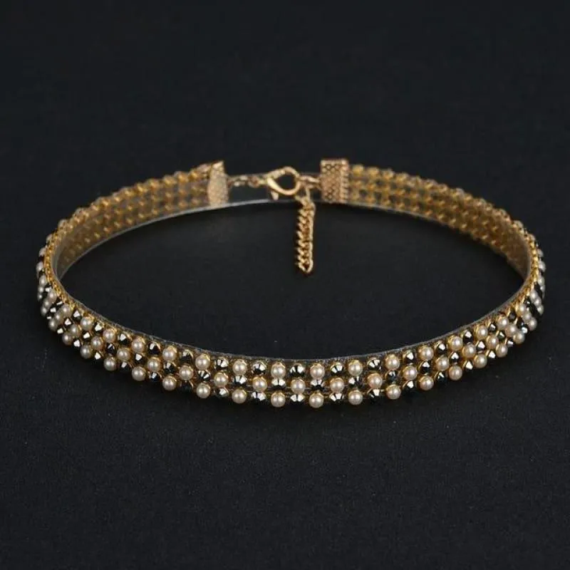 Elegant Wide Crystal Rhinestone Choker Necklace