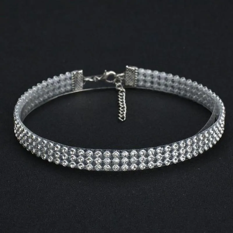 Elegant Wide Crystal Rhinestone Choker Necklace