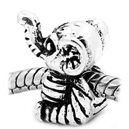 Elephant Charm European Bead Compatible for Most European Snake Chain Bracelet