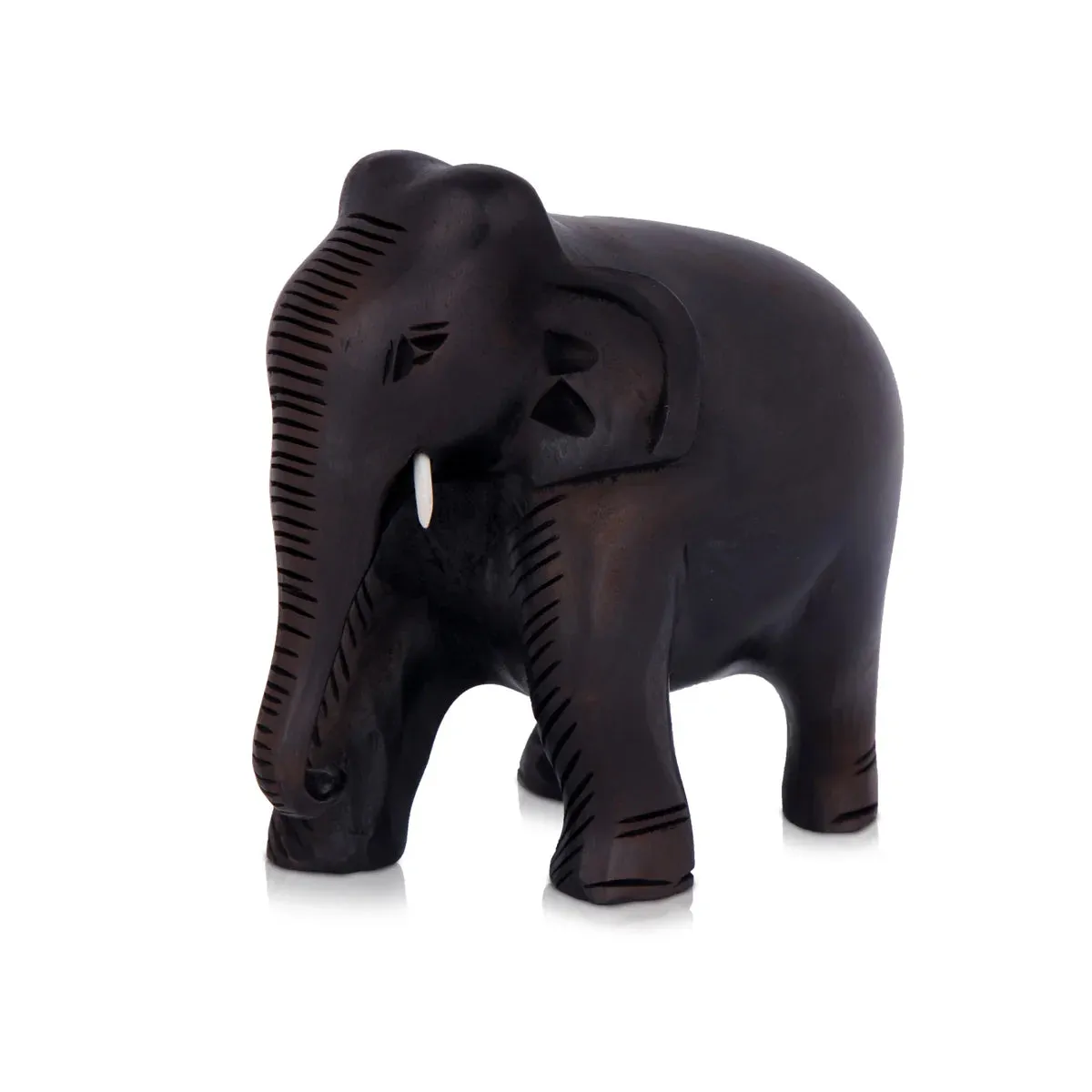 Elephant Statue - 4 x 5 Inches | Wooden Statue/ Elephant Figurine/ Elephant Sculpture for Home