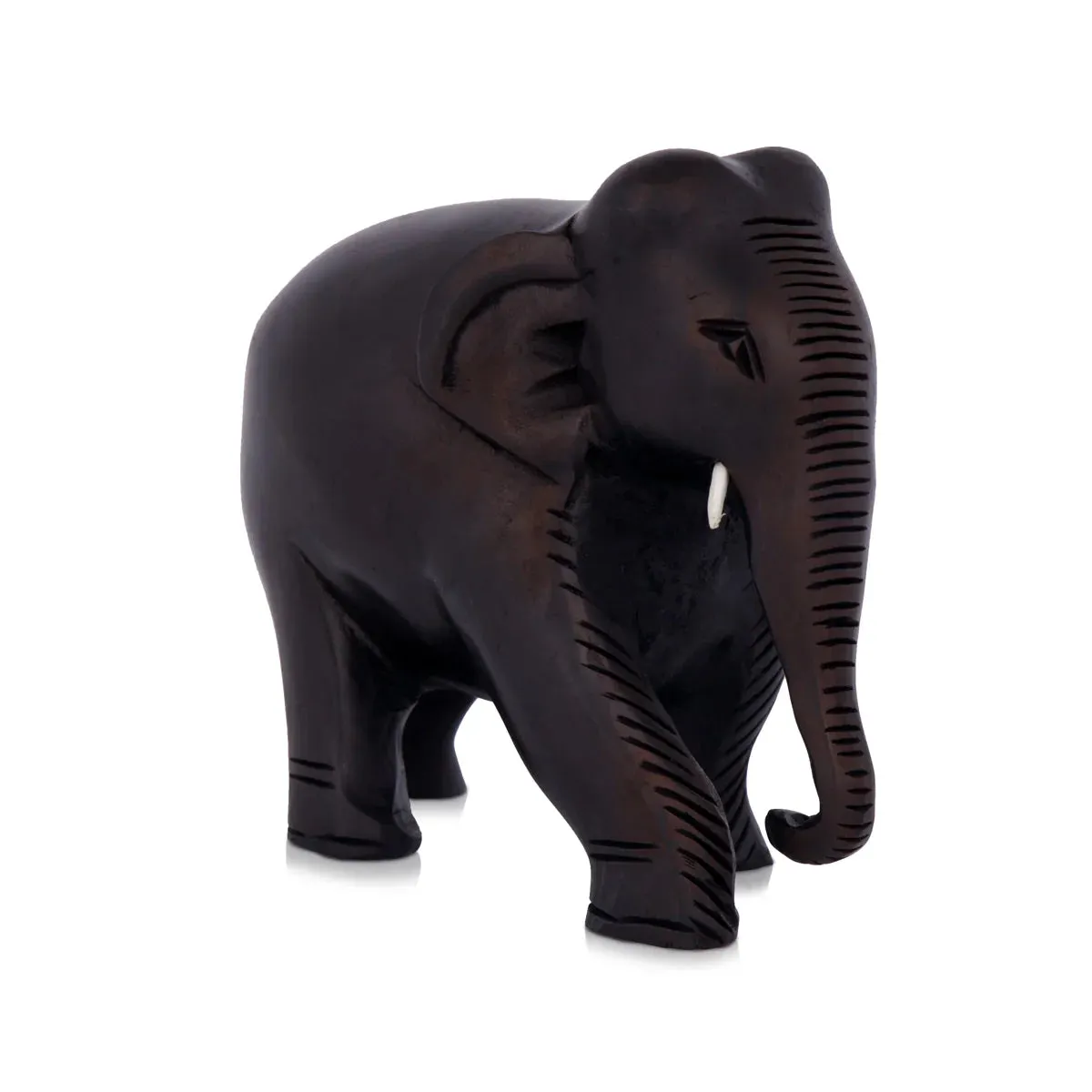 Elephant Statue - 4 x 5 Inches | Wooden Statue/ Elephant Figurine/ Elephant Sculpture for Home
