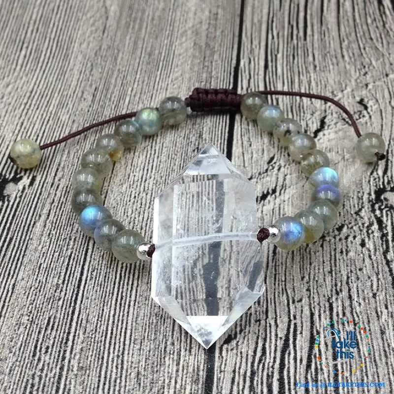 Energy   Destiny Natural Quartz and Labradorite stone Bracelet