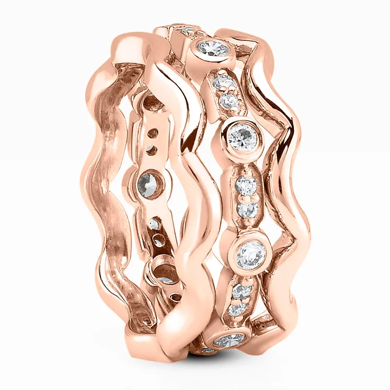 Everett Men's Stackable Ring Set in 14K White/Yellow/Rose Gold By Mike Nekta NYC Size, 8MM