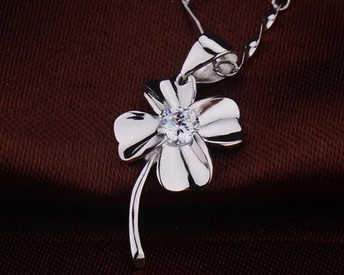 Four-leaf Clover 925 Sterling Silver Crystal Necklace