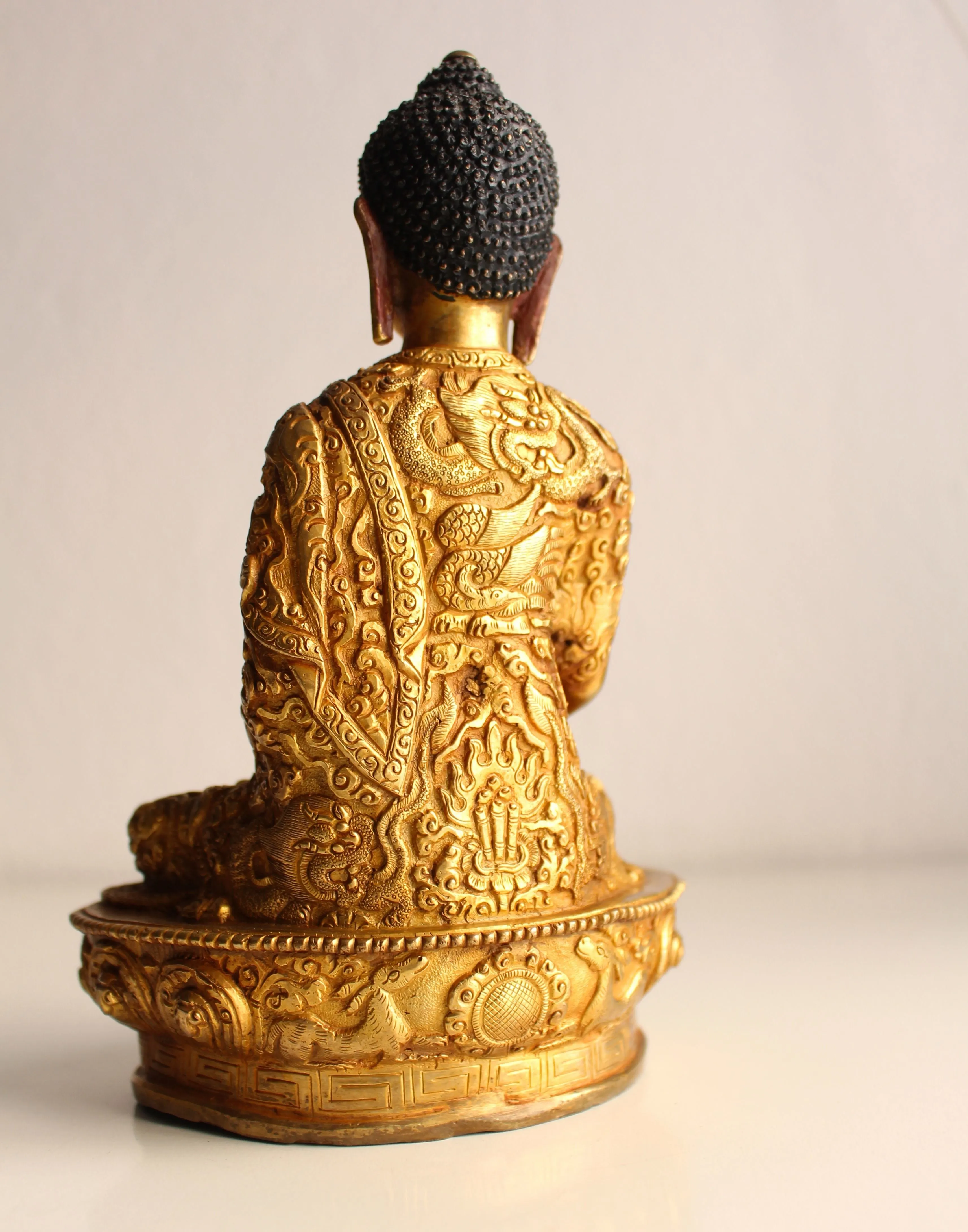 Fully Gold Plated and Dragon Carved Menla Medicine Buddha Statue BST105
