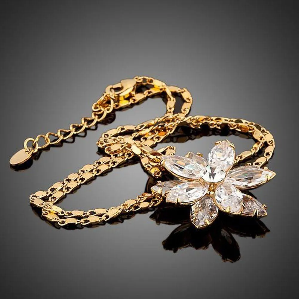 Golden Sunflower Crystal Necklace -KJN0003