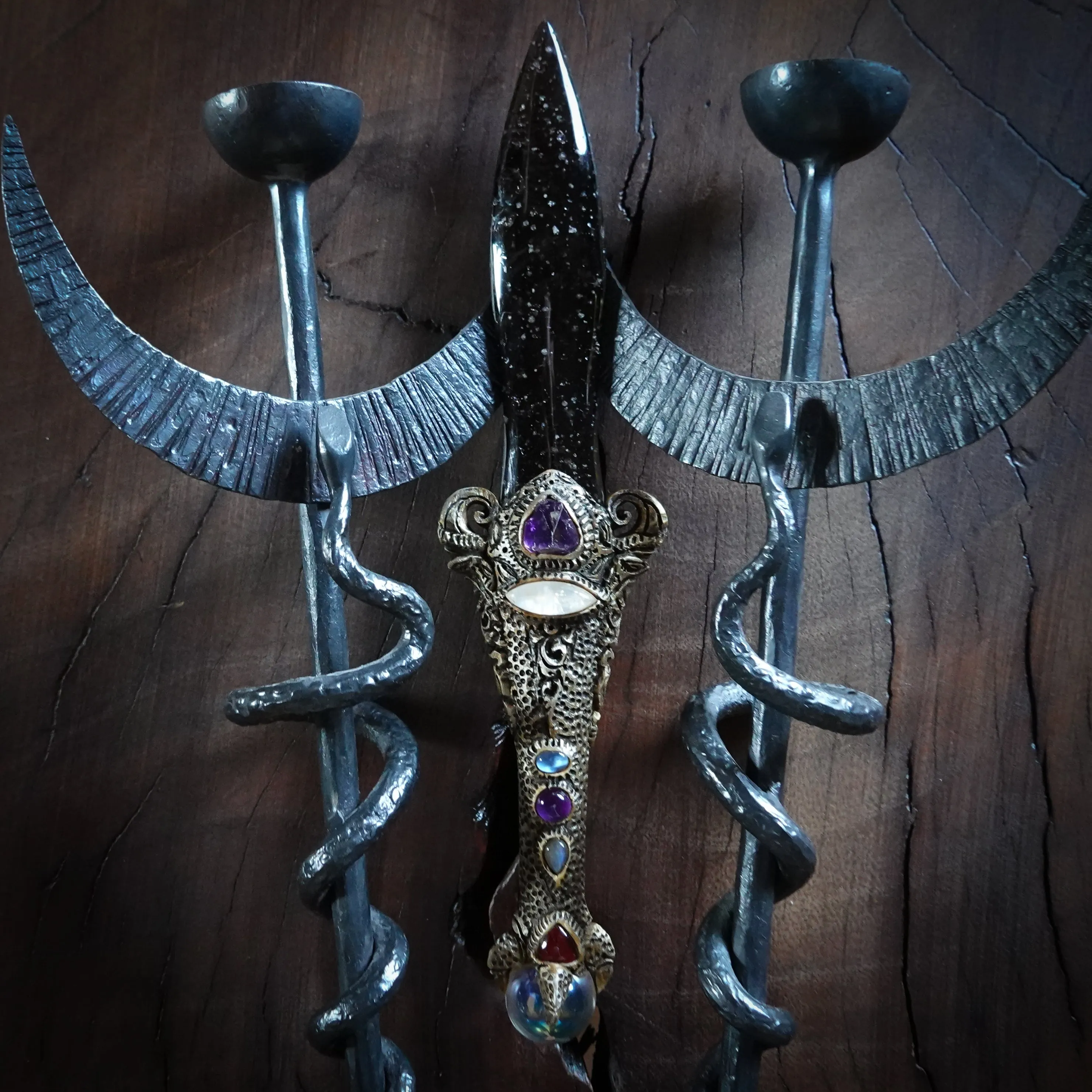 Handcrafted Galaxy Obsidian & SI Opal Wand/Athame