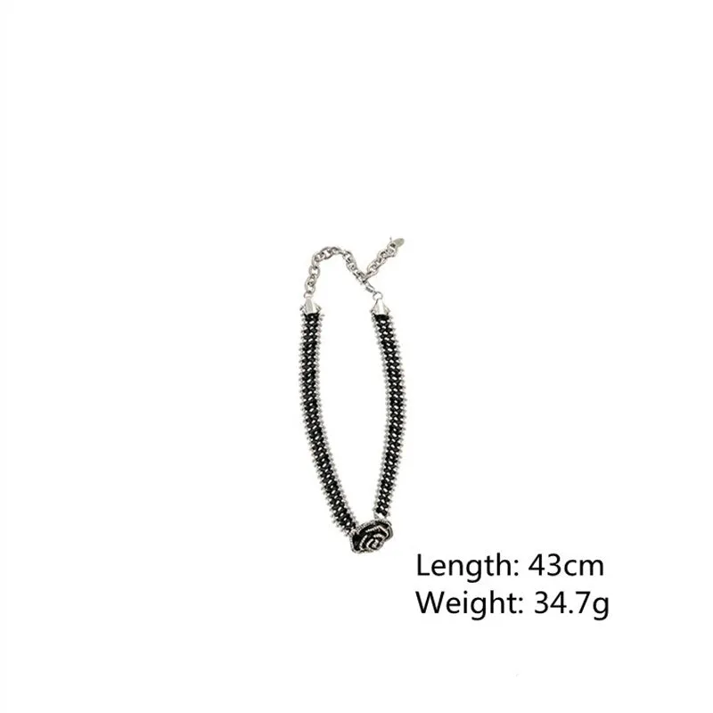Handmade Black Crystal Choker Necklaces for Women Elegant Camellia Necklaces