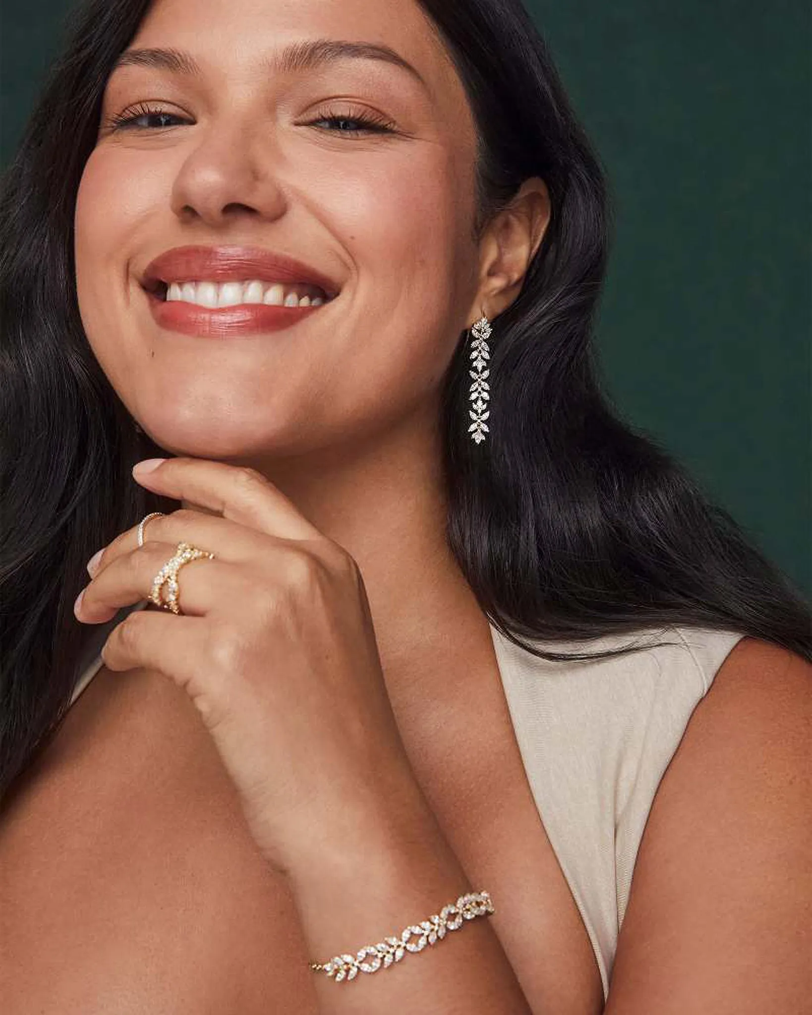 Kendra Scott Rosalie Linear Dangle Earrings in White Crystal and Gold Plated
