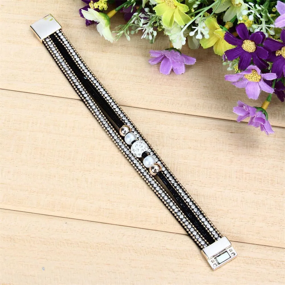 Luxury Leather Crystal Bracelets