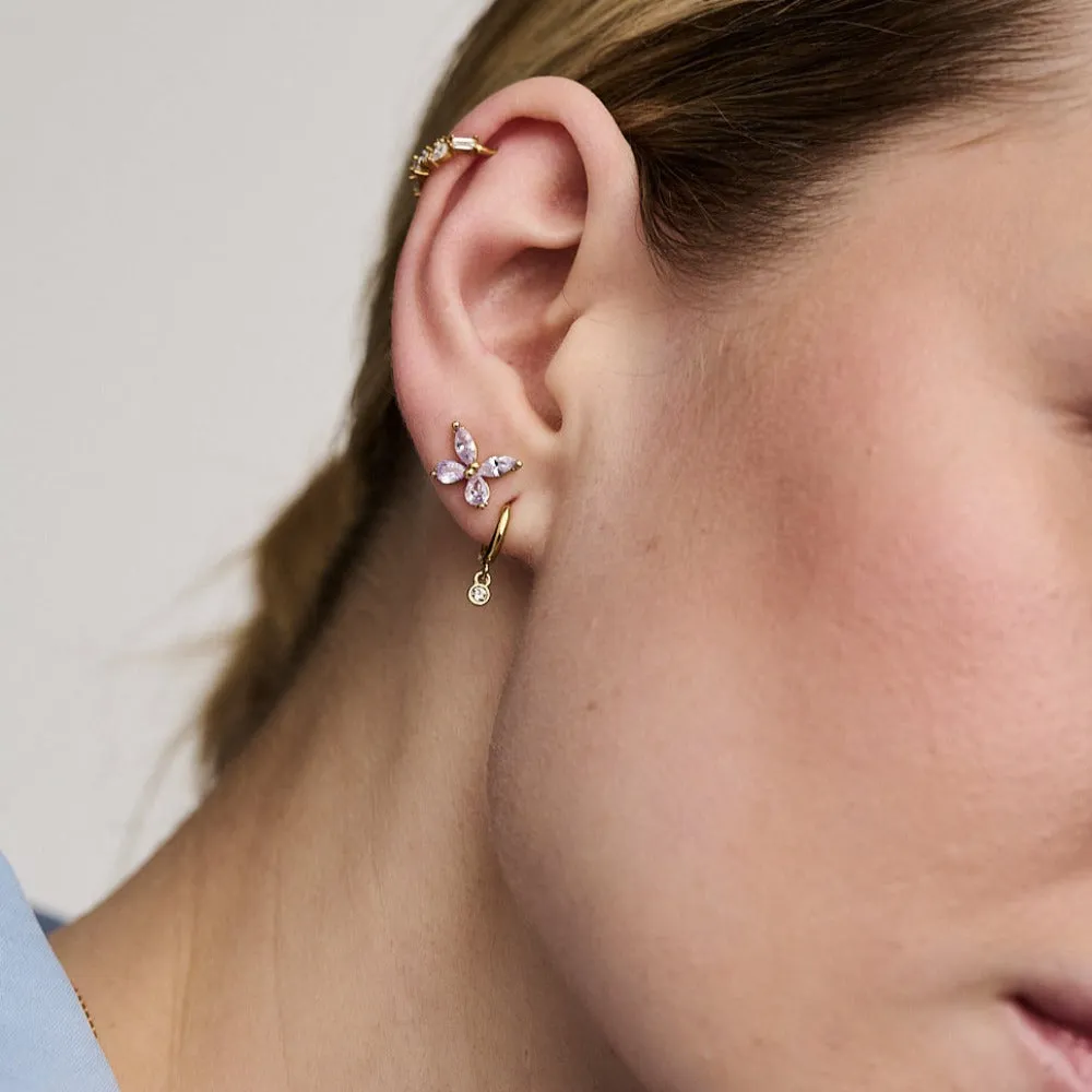 Mini Crystal Drop Micro Hoop Earrings Made With Swarovski® Crystals - Gold