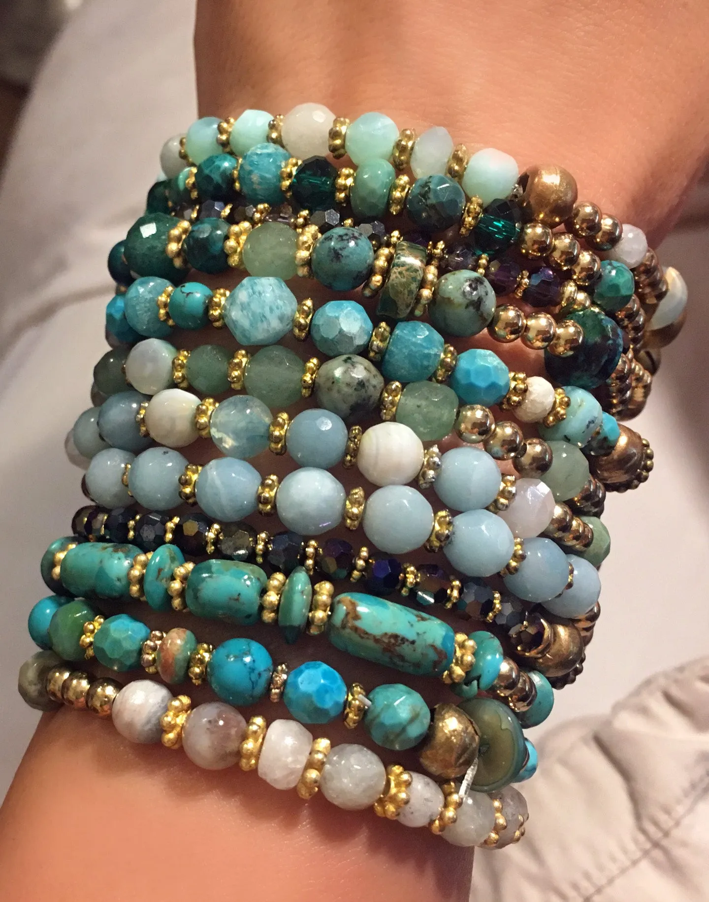 Mixed Stone Bracelets on Nylon Cord