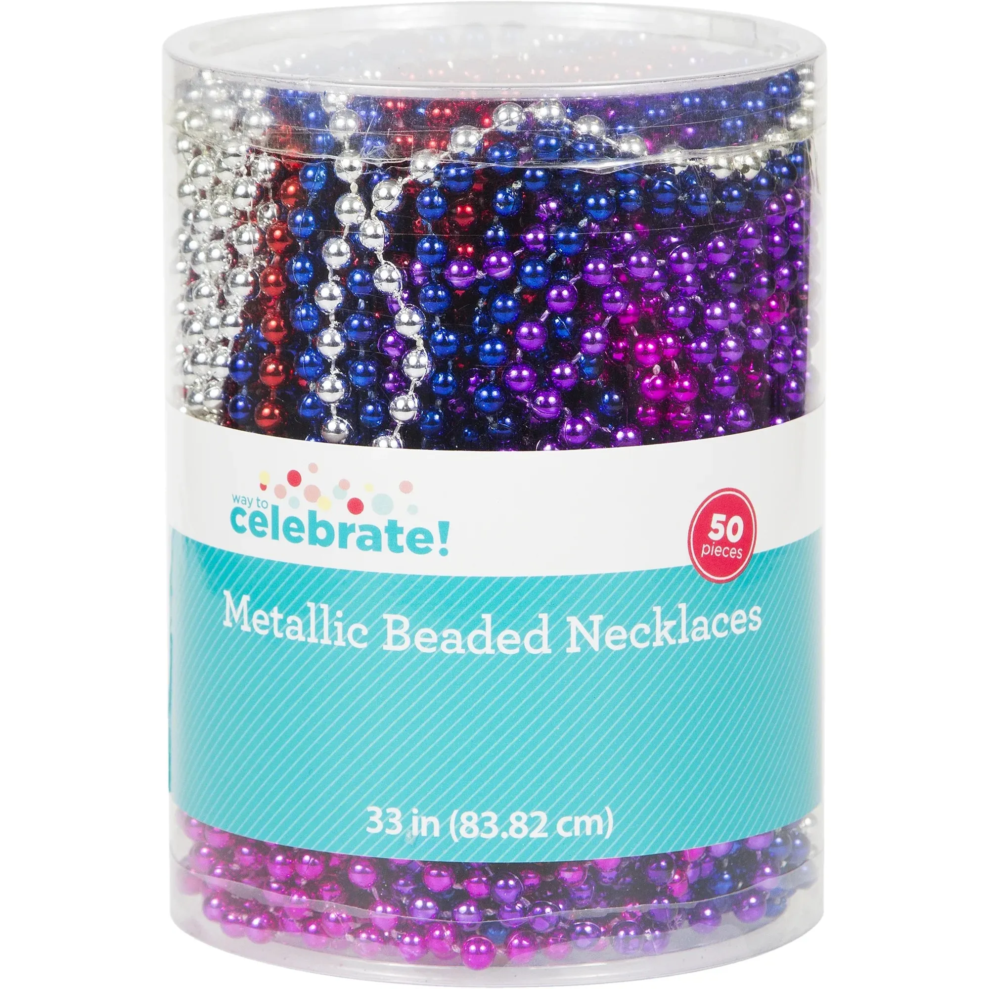 Multicolor Mardi Gras Plastic Beads, 33" by