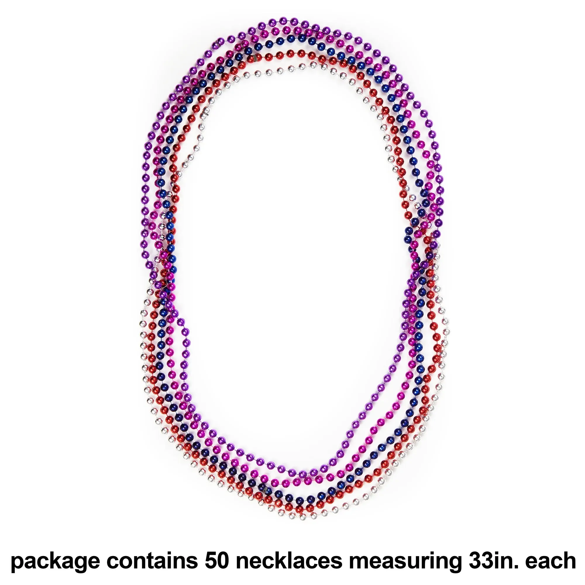 Multicolor Mardi Gras Plastic Beads, 33" by