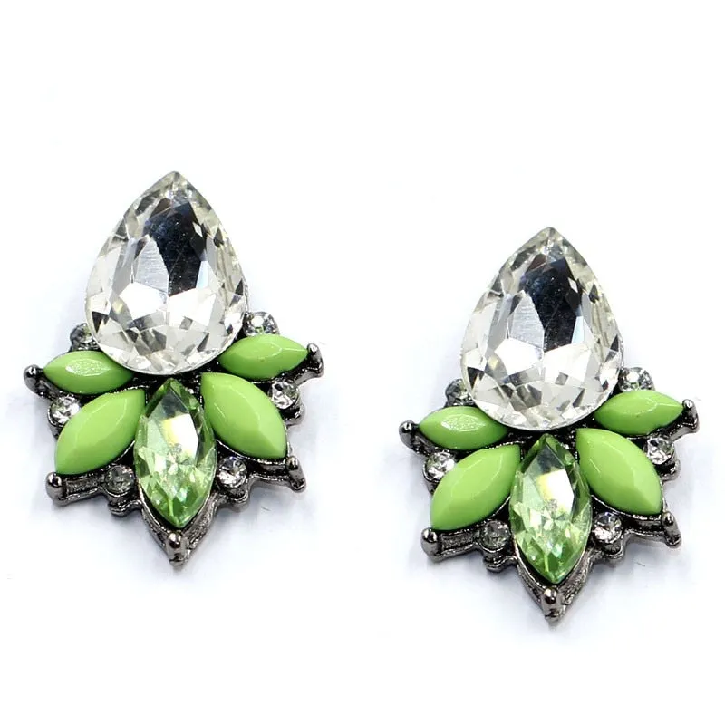 New Blue Crystal Stud Earrings Colorful Rhinestone Hangle Drop Dangle Earring