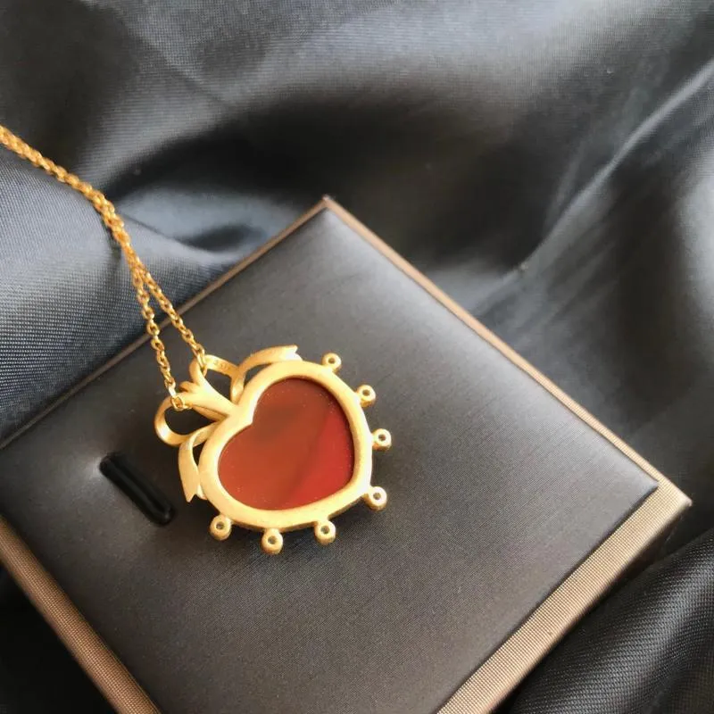New silver inlaid natural Enamel porcelain Love Pendant Necklace