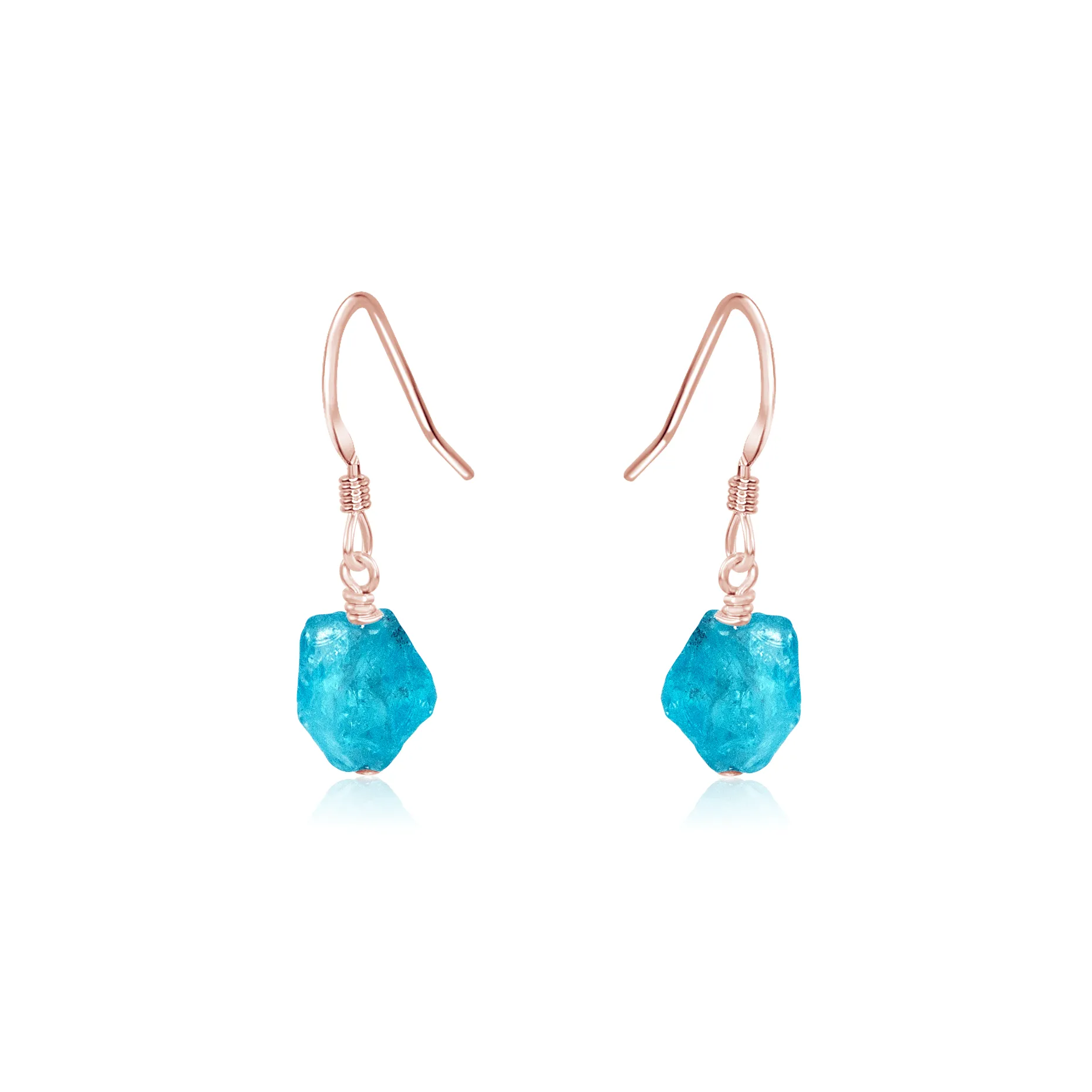 Raw Blue Apatite Crystal Dangle Drop Earrings