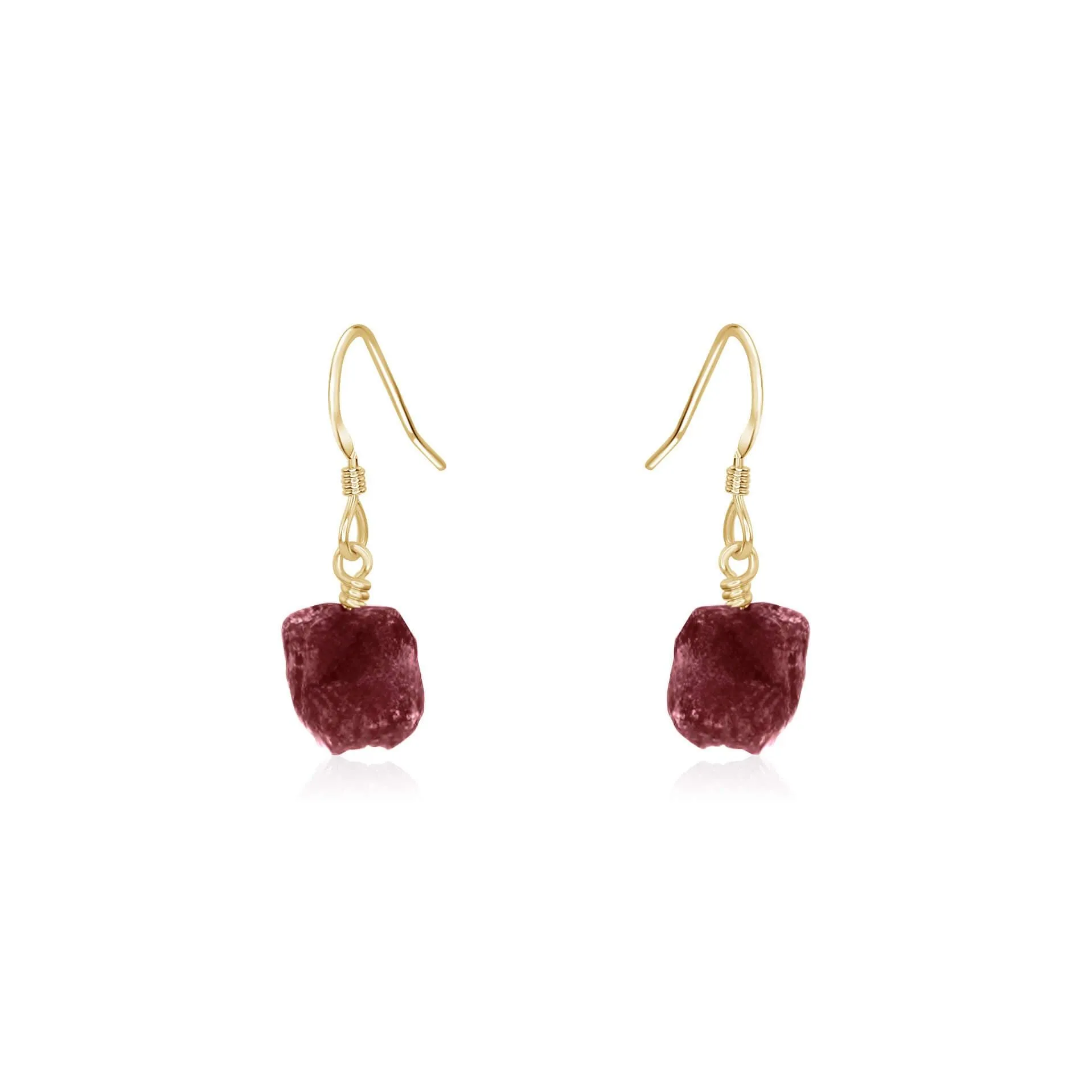 Raw Earth Red Ruby Crystal Dangle Drop Earrings