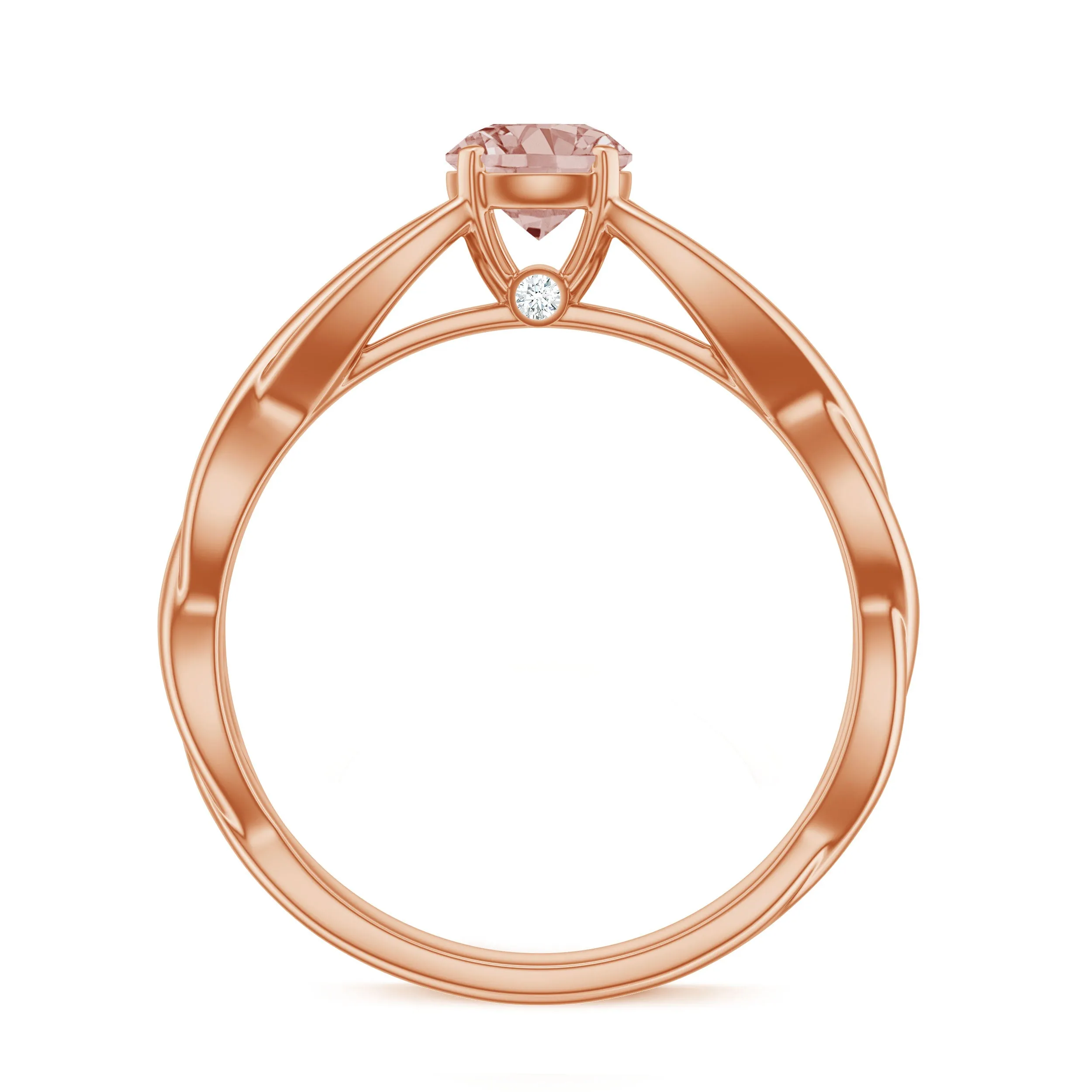Real Morganite Solitaire Crossover Ring