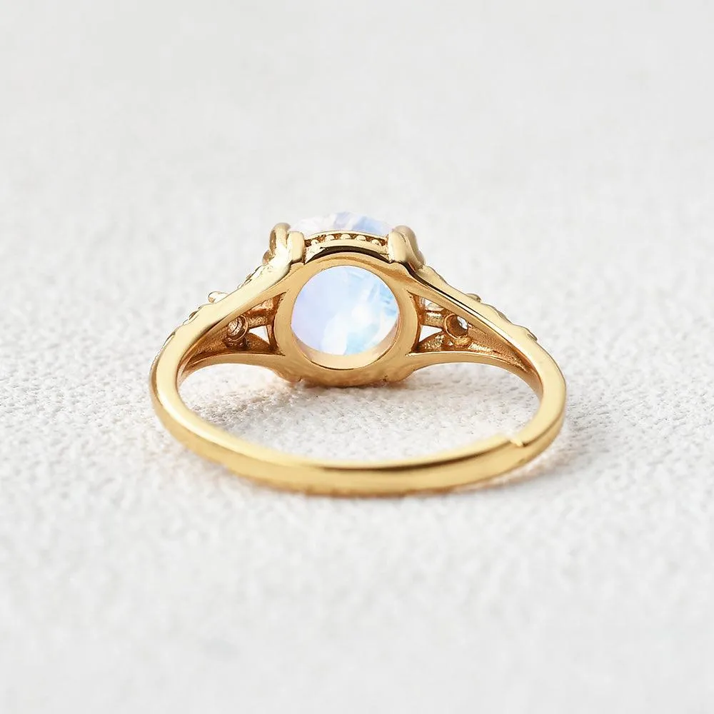 Rose Cut Moonstone Vintage Inspired Yellow Gold Ring