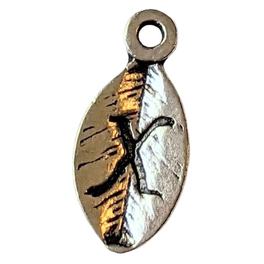 Silver Leaf Initial Charm - Letter X